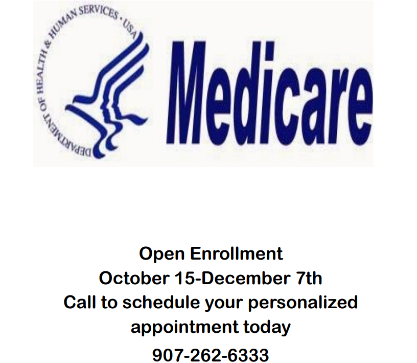 Medicare logo with bird design and instructions for calling to schedule and schedule an appointment for more information.